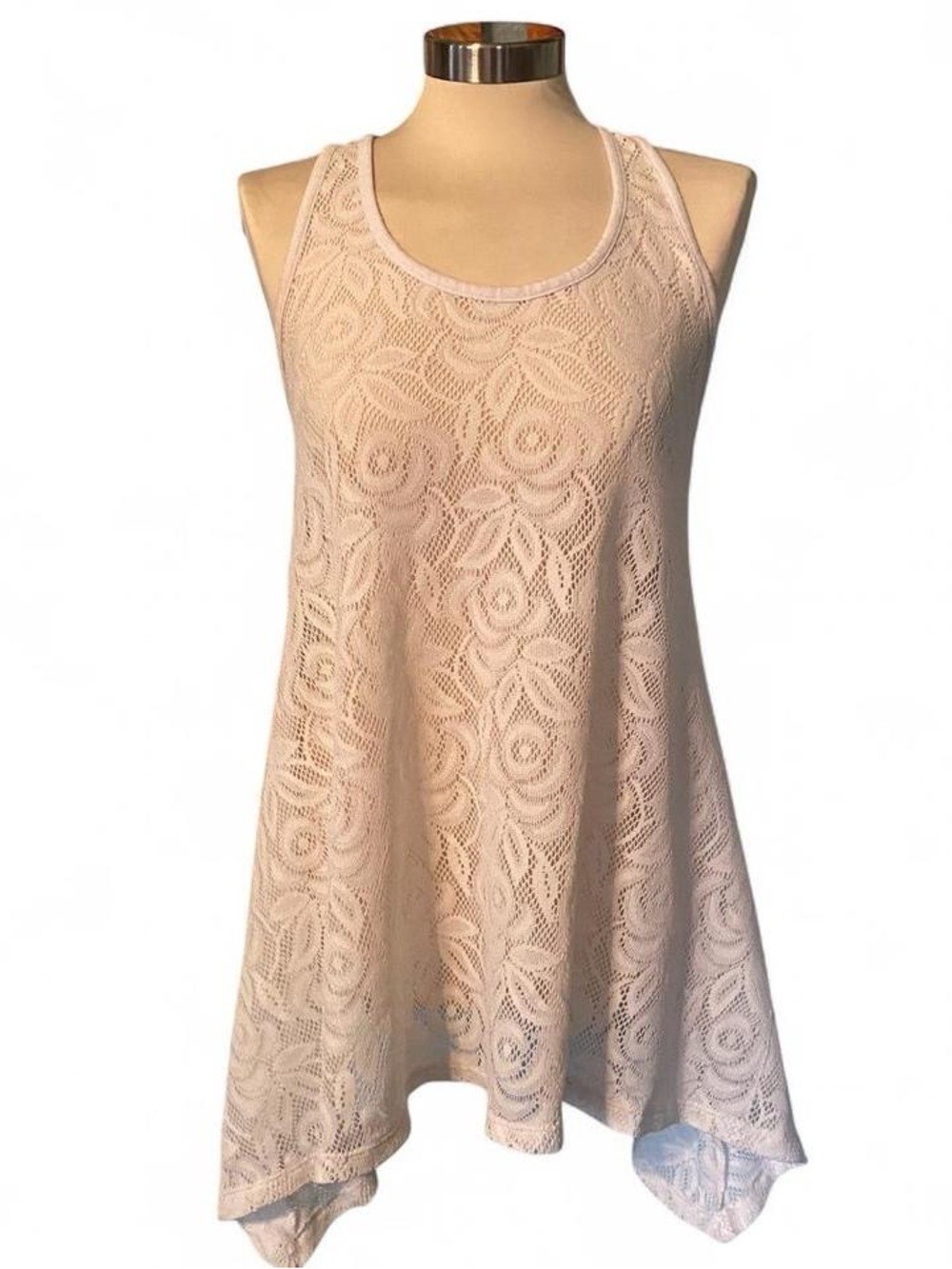 OP White Floral Lace Tank Top/ Cover Up